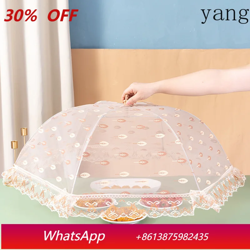 

Yjq 2pcs vegetable cover lace folding food meal household table round dust cover