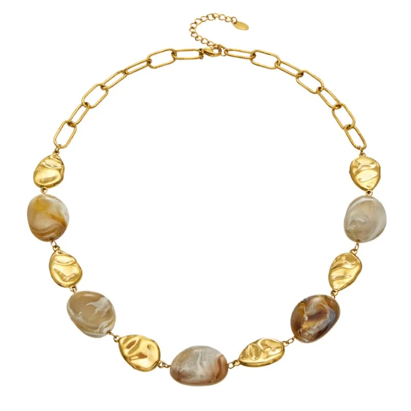colar-statement-robusto-banhado-a-ouro-18k-em-aco-inoxidavel-com-resina-marmore-contas-irregulares-e-corrente-de-elos-tipo-clipe-de-papel