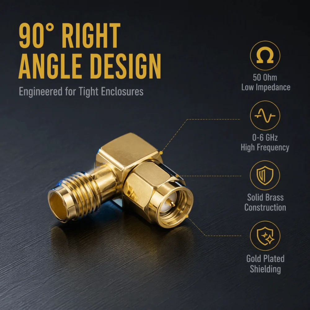 10pcs SMA Male to Female Right Angle Adapter Gold Plated Right Angle 90 Degree RF Coaxial Connector Adapter Connector For Radios