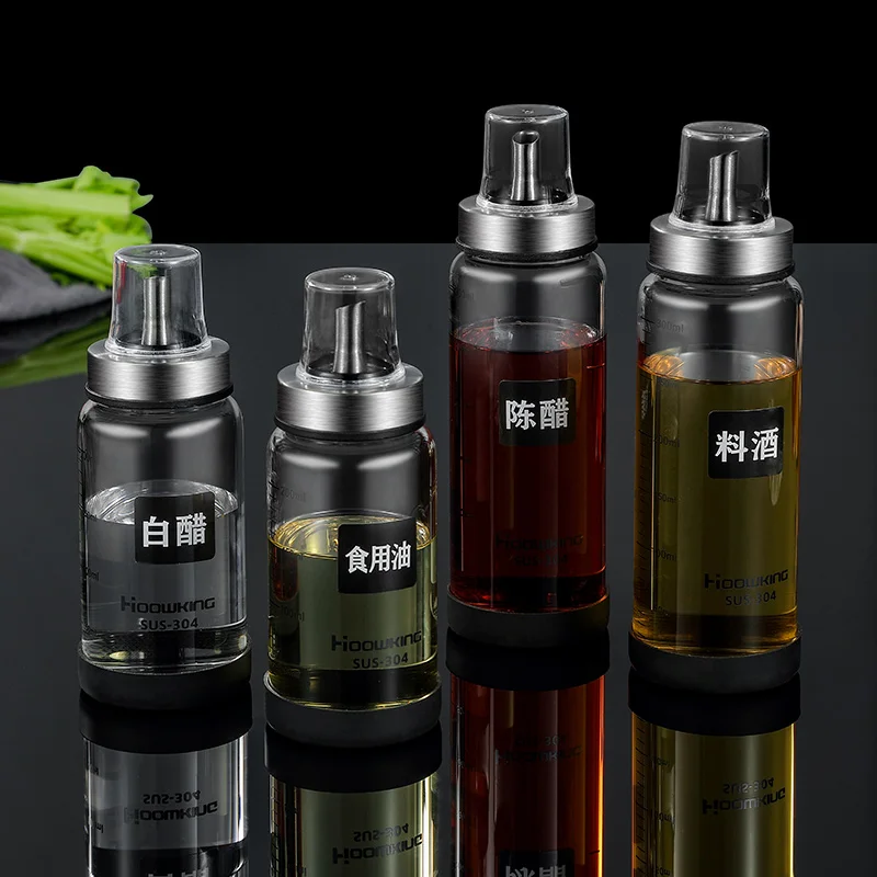 Oil bottle glass oil bottle soy sauce vinegar seasoning bottle kitchen fragrance oil bottle household oil tank seasoning bottle