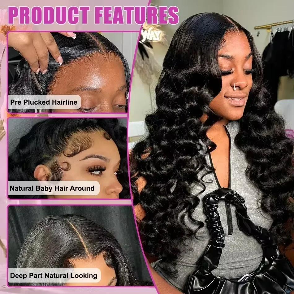 7x6 HD Transparent Deep Wave Human Hair Wig Brazilian Remy Natural Color Pre Plucked Natural Hairline Glueless Beginner Friendly Long Wigs For Women 40 46 Inches view 4
