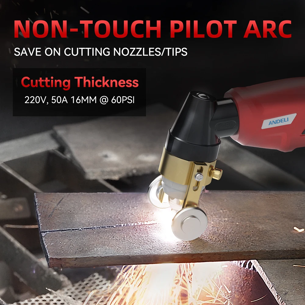 ANDELI 50A Plasma Cutting Machine HF Pilot ARC 2T/4T Non-Touch DC Inverter Plasma Cutter Max Cutting Thickness up to 16mm