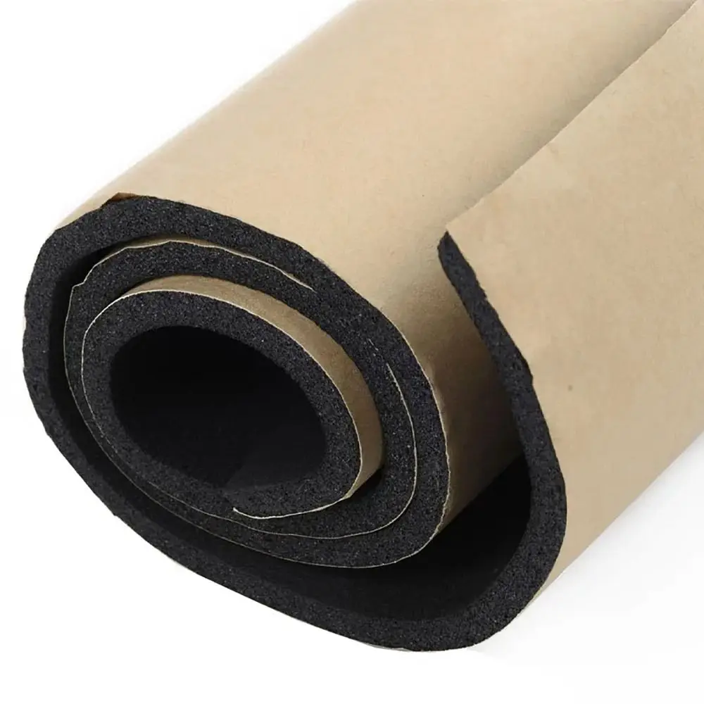 1Roll 100x50cm Sound Deadening Foam Mat Self Adhesive Sound Absorption Acoustic Insulation Mat Rubber Foam 3/5/6/8/10/15mm