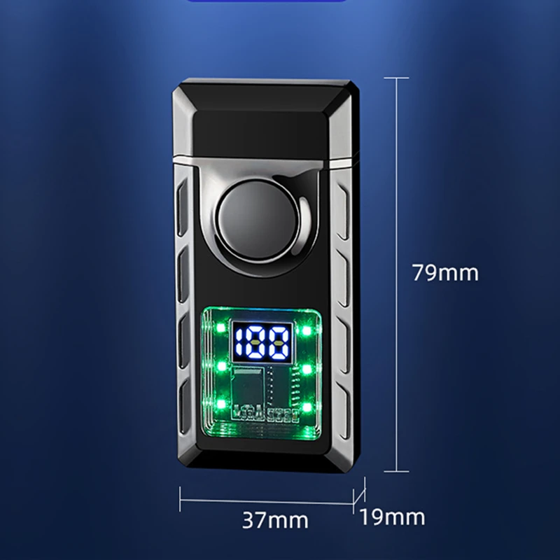 Wind Proof Intelligent Dual Flame Gas Electric Dual-purpose Lighter Color Light Visible Movement Inflatable Charging Lighter