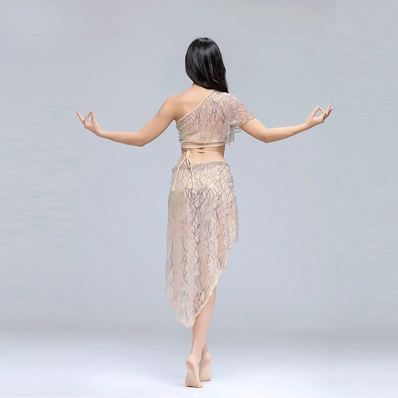 Dostosowany top do tańca brzucha 2025 nowy zestaw orientalna sukienka do tańca odzież do ćwiczeń damski zestaw z brokatową siateczką kostium Bellydance