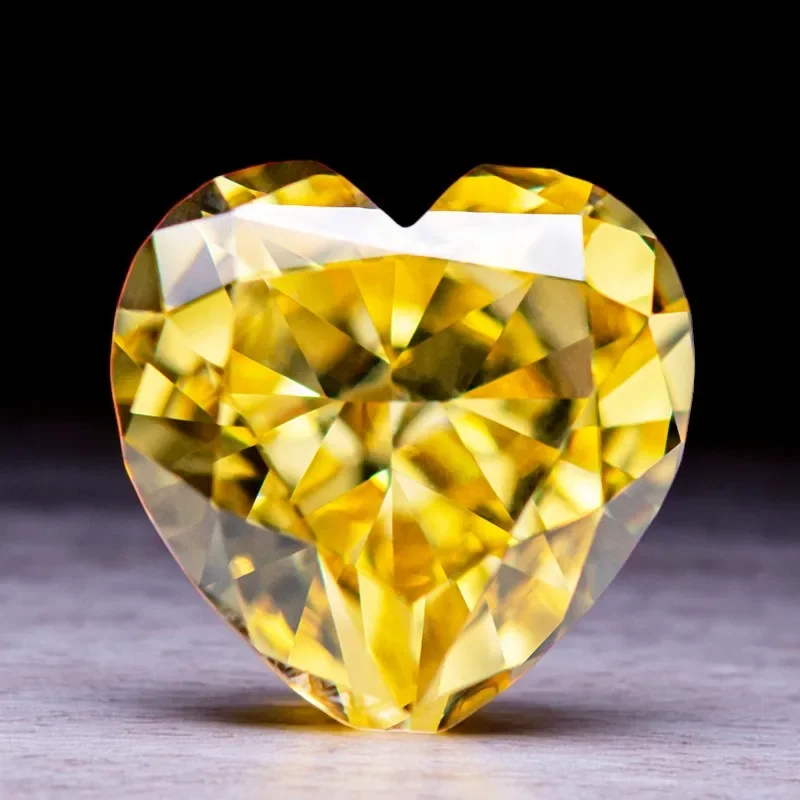 

Hot Sell Wholesale Cubic Zirconia Crushed Ice Cut No Certificate Heart Shape Dark Yellow Color Charms Beads for Jewelry Making M