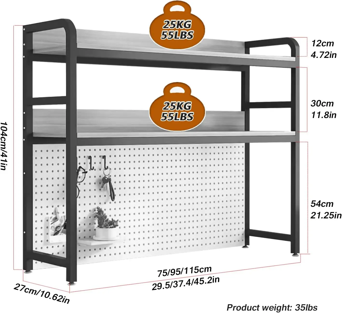 Fpigshs 2 Tier Industrial Desktop Bookshelf, Desktop Bookcase For Computer Desk, Multifunctional Freestanding Storage Rack