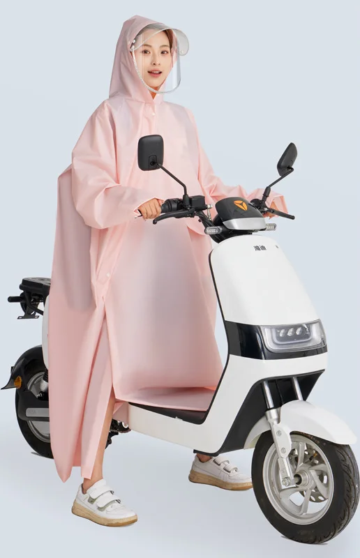 Adult Long EVA Raincoat Motorcycle Poncho Full Body Coverage Heavy Rainproof Electric Vehicle Special External Zipper Raincoat