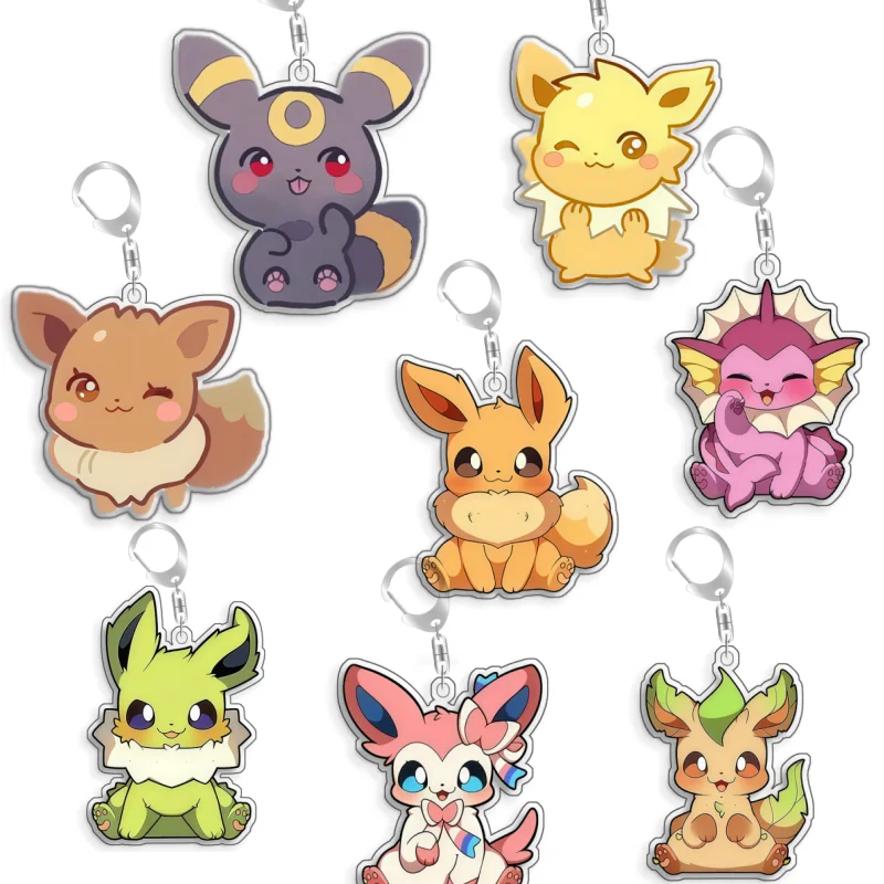 For Pokemon Elf Espeon Sylveon Leafeon Jolteon Leafeon Acrylic Original Selfmade Cute Cartoon Anime Keychain Pendant Toy Gift