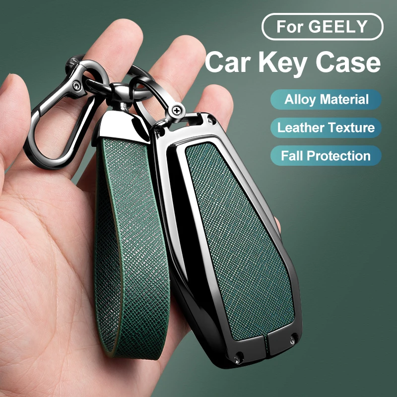 Metal Car Key Case Cover Protection Shell Keychain For Geely Coolray Azkarra Tugella Monjaro Okavango Auto Interior Accessories