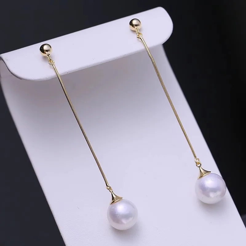 MeiBaPJ 9mm Natural Nearround Pearls Fashion Classic Simple Drop Earrings 925 Silver Fine Wedding Jewelry for Women 4