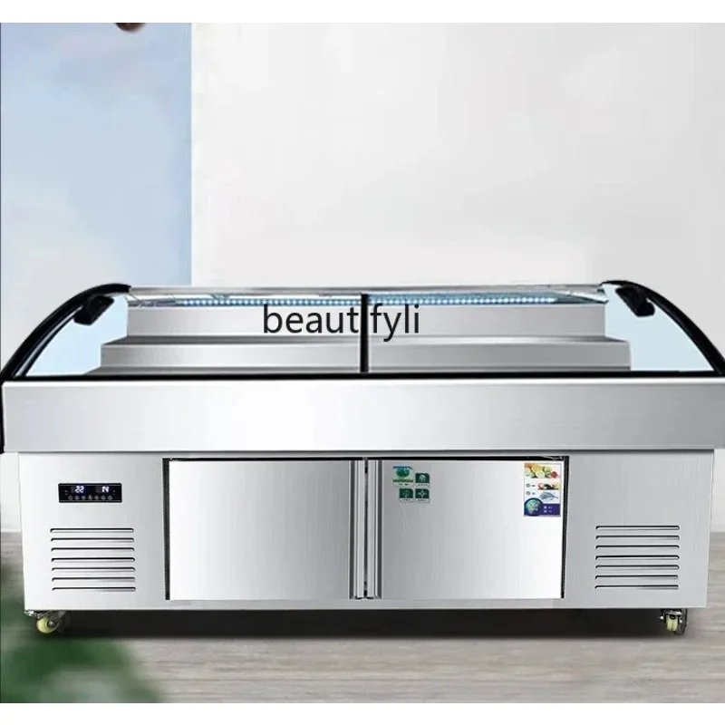 

A55 Y Ladder Ice Platform Display Refrigerated Cabinet Commercial Cold Vegetable Cabinet Fresh Keeper