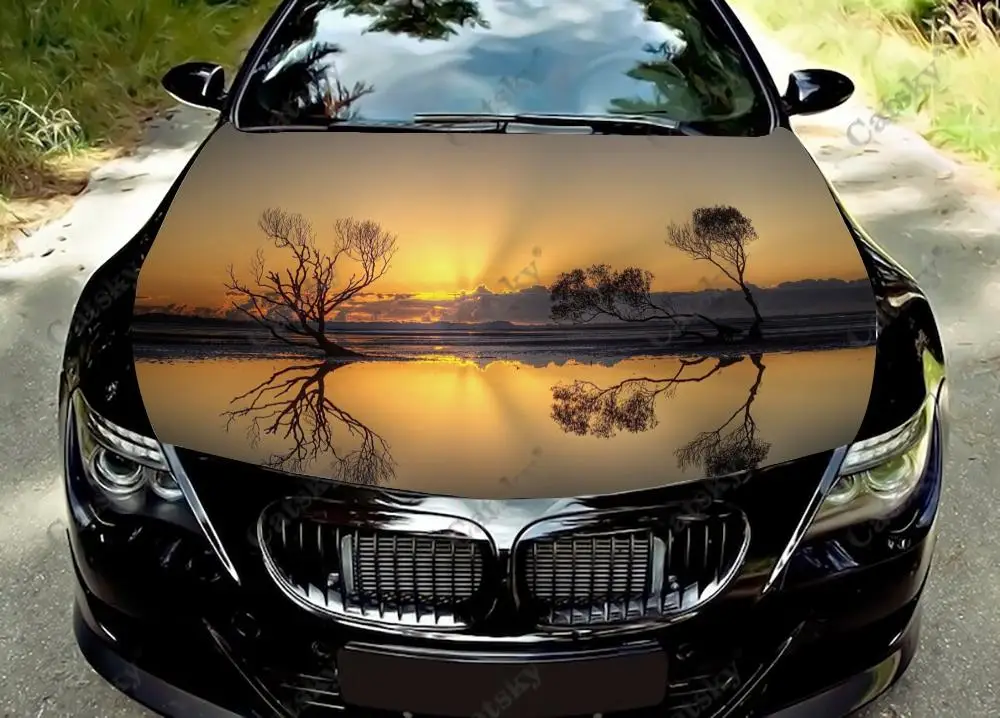 

Custom Sunset Scenery Car Hood Vinyl Sticker Wrap Vinyl Film Engine Cover Decals Sticker Universal Car Hood Protective Film