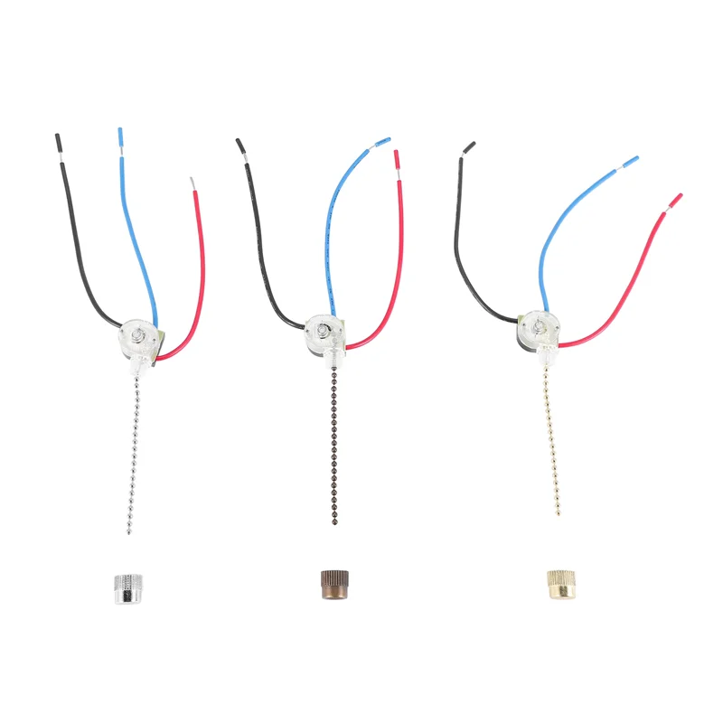 F-T Paquete de 3 interruptores de luz para ventilador de techo, interruptor de ventilador de ZE-110, interruptor de ventilador de velocidad de 3 vías, reemplazo de interruptor de cadena de tracción de techo