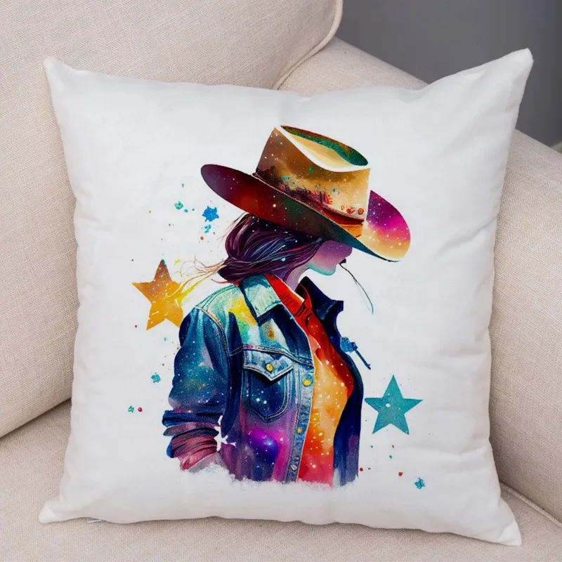 Fairy  print cushion cover woman pillowcase cartoon star cowgirl lady car sofa home fashion decor 45x45cm