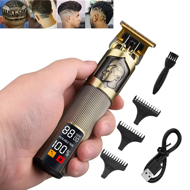 

2026 T9 Professional Electric Hair Clipper for Men Rechargeable Hair Cutting Machine Barber Shaver Haircut Remover Hair Trimmer