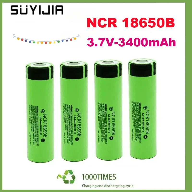 New Original NCR-18650B 3.7V 3400mah 18650 Lithium Rechargeable Battery 20A Discharge for Flashlight Toy Car Camera Batteries