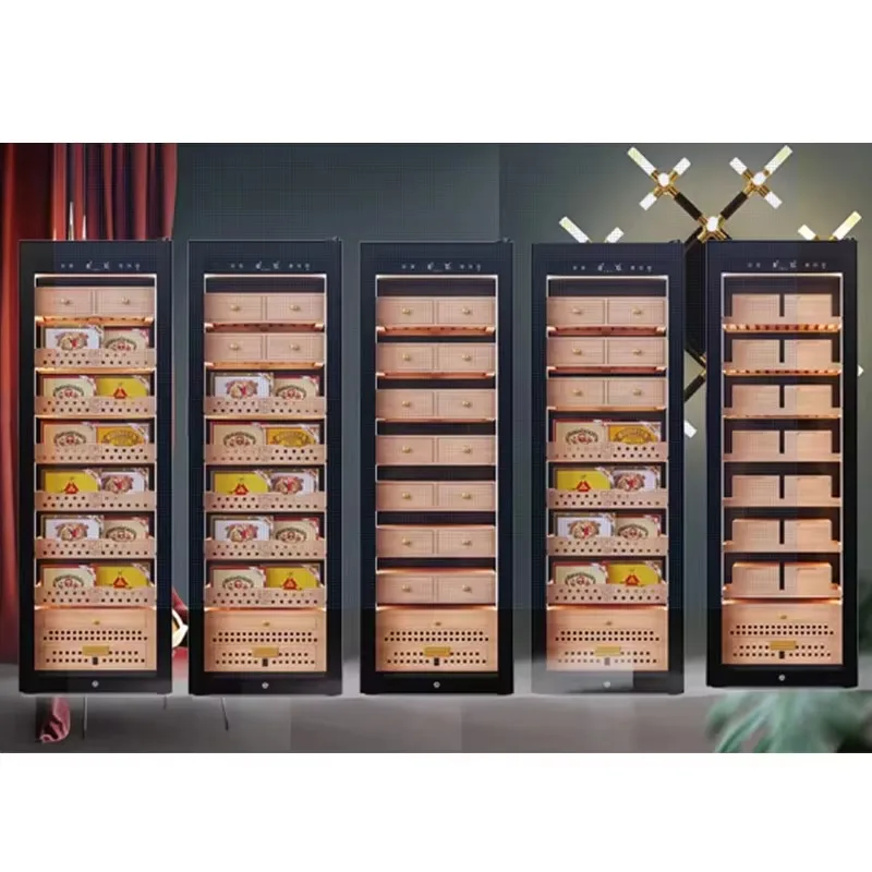 JiuFu-sistema único de humidificación para almacenamiento de cigarros, gabinete para cigarros, humidificador electrónico de madera de cedro