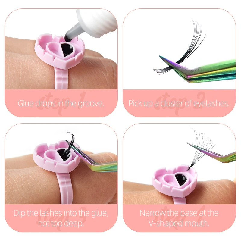 Glue tool set Glue can Makeup cleaning cotton Eyelash extension special ring holder professional hair eyelash kit