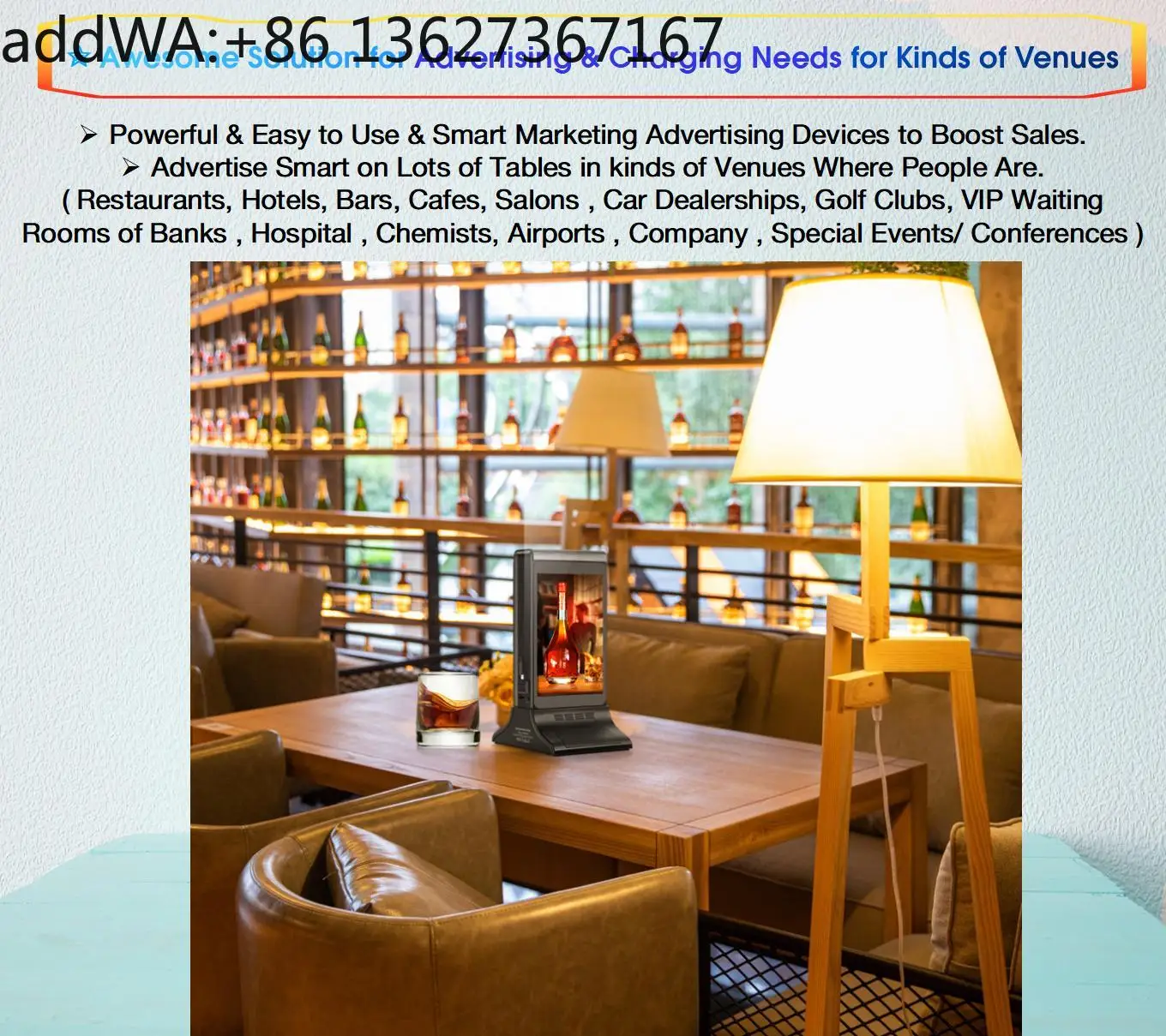 for FYD-835SD 7 Inch Double Sided Touch Screen Tabletop Advertising Display Digital Signage for Restaurant Cafe Hotel Menu