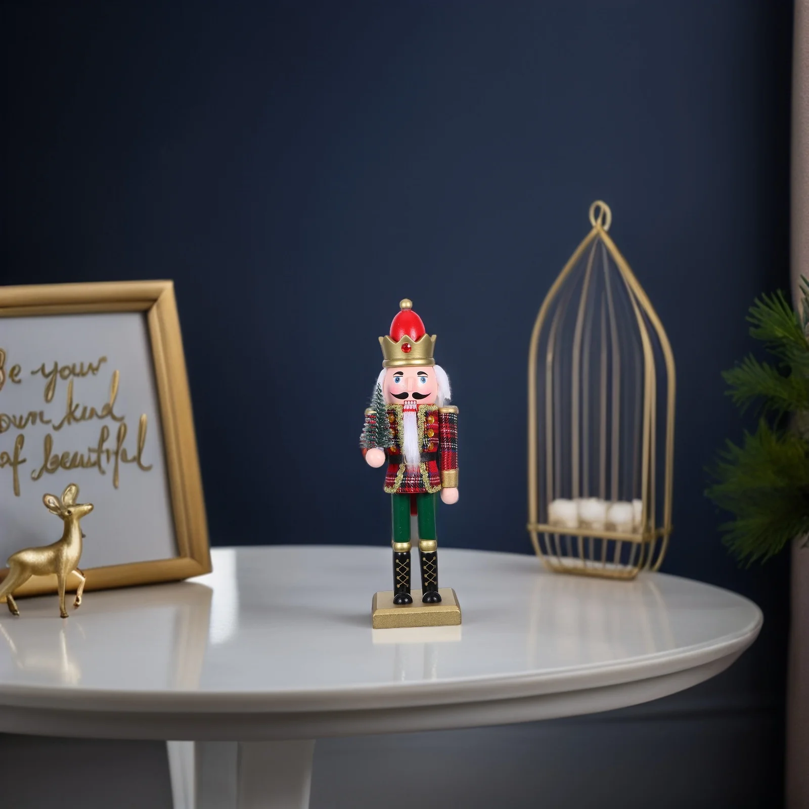 

Wooden Nutcracker Soldier Ornament Hand-Painted Classic Christmas Decor For Table Windowsill Shelf Holiday Home Decor