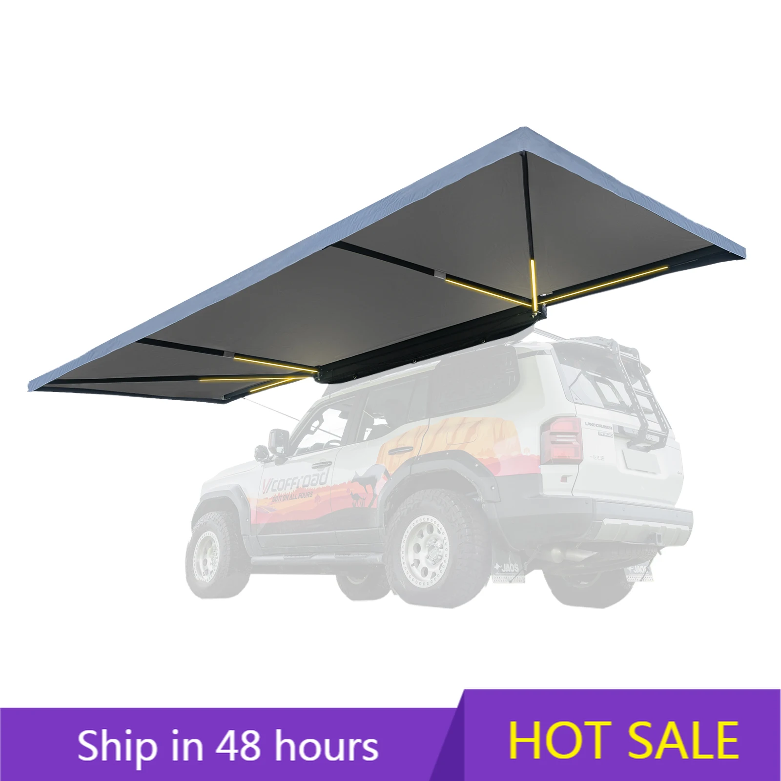 

YTYIN SAN HIMA Outdoor Camping Waterproof 180 Degree Free Standing Awning Car Side Awning with Led Light Strip