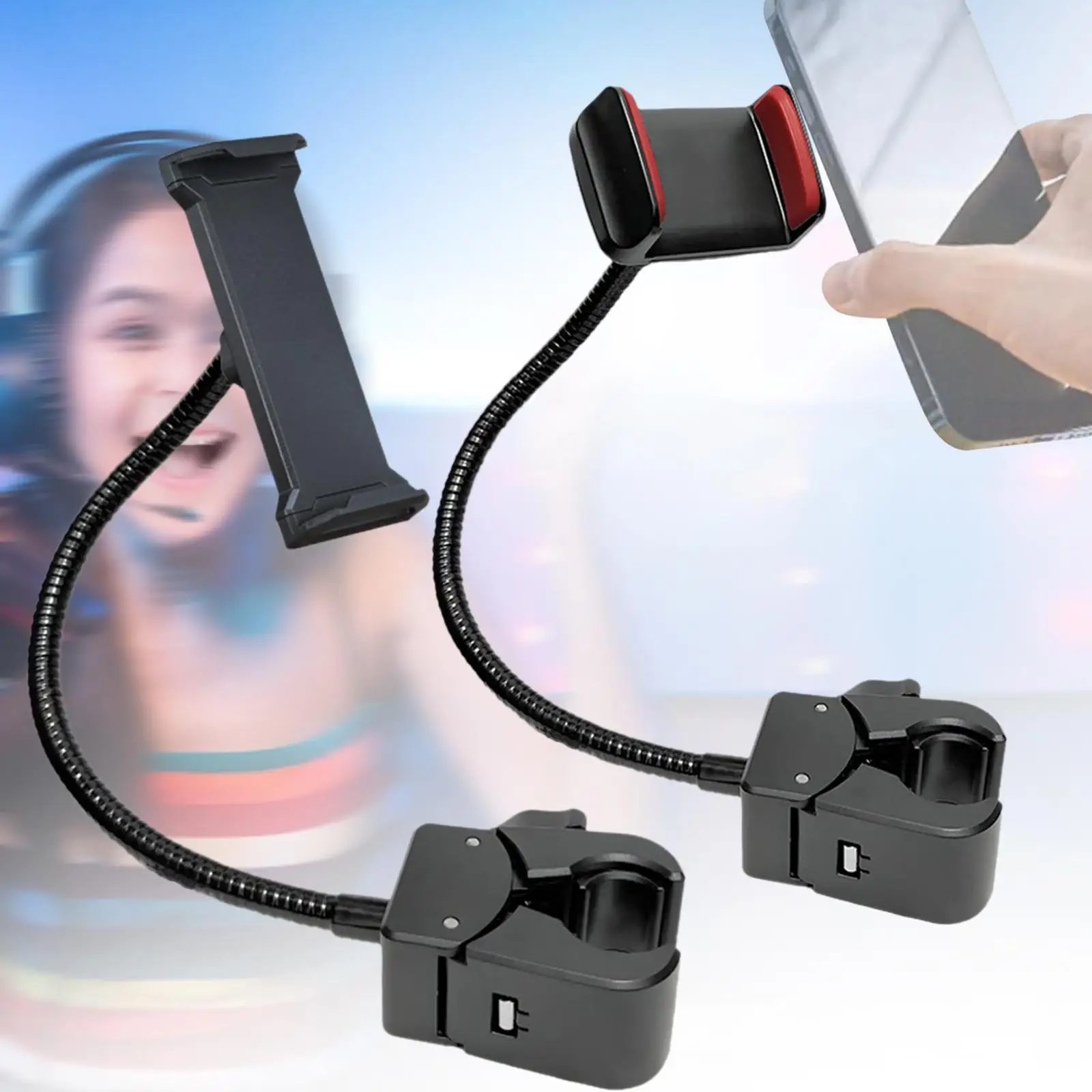 Clip Style Phone Holder Gooseneck Tablet PC Stand Flexible 360 Degree Phone Clip Holder for Bedside Rail Mic Stand Wheelchairs