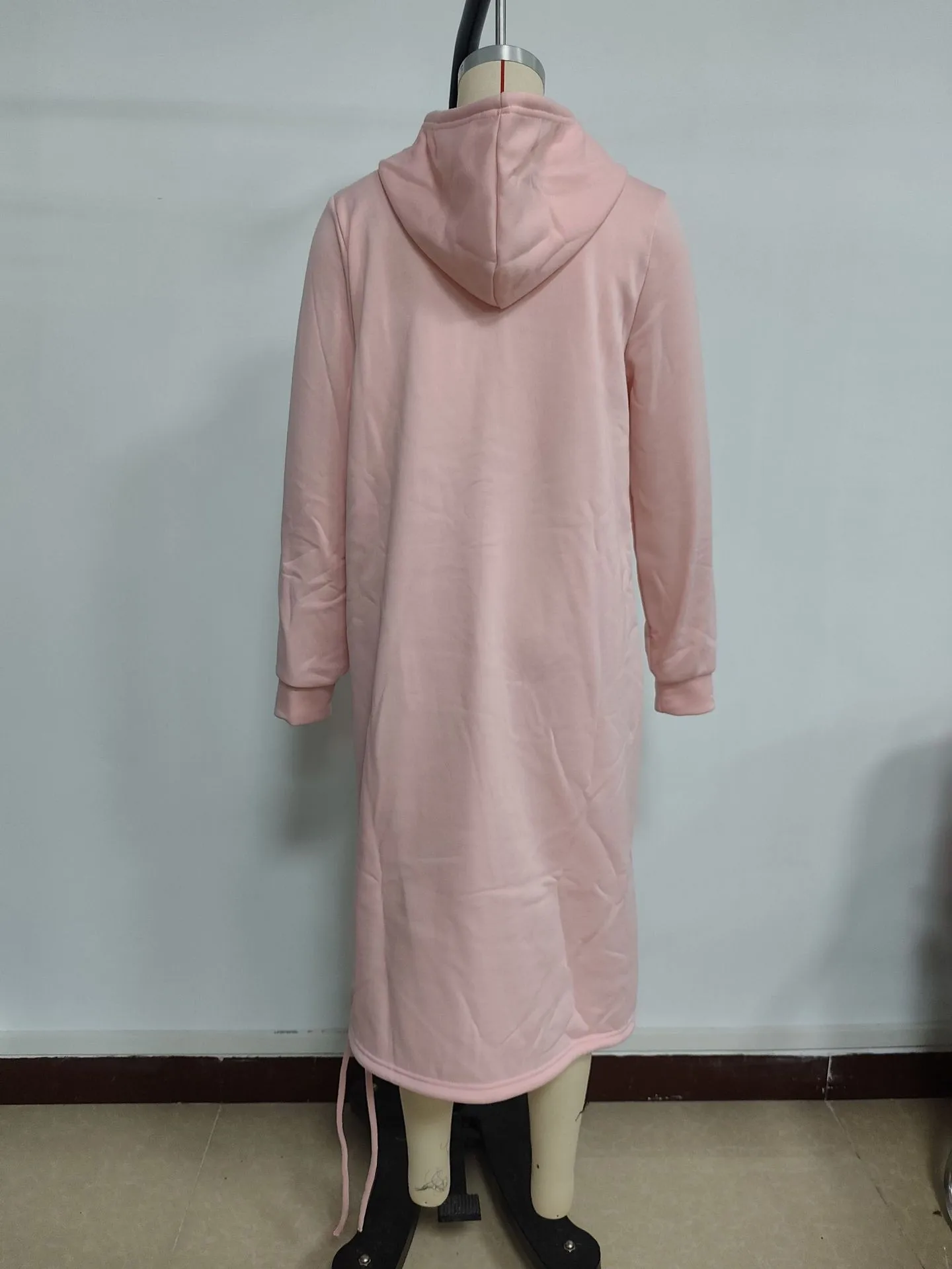 Pullover Hooded Hoodie Regular Thickness Elegant Commuter with Pocket Sweatshirt Loose Fit Wrinkle Treatment Long Hoodie