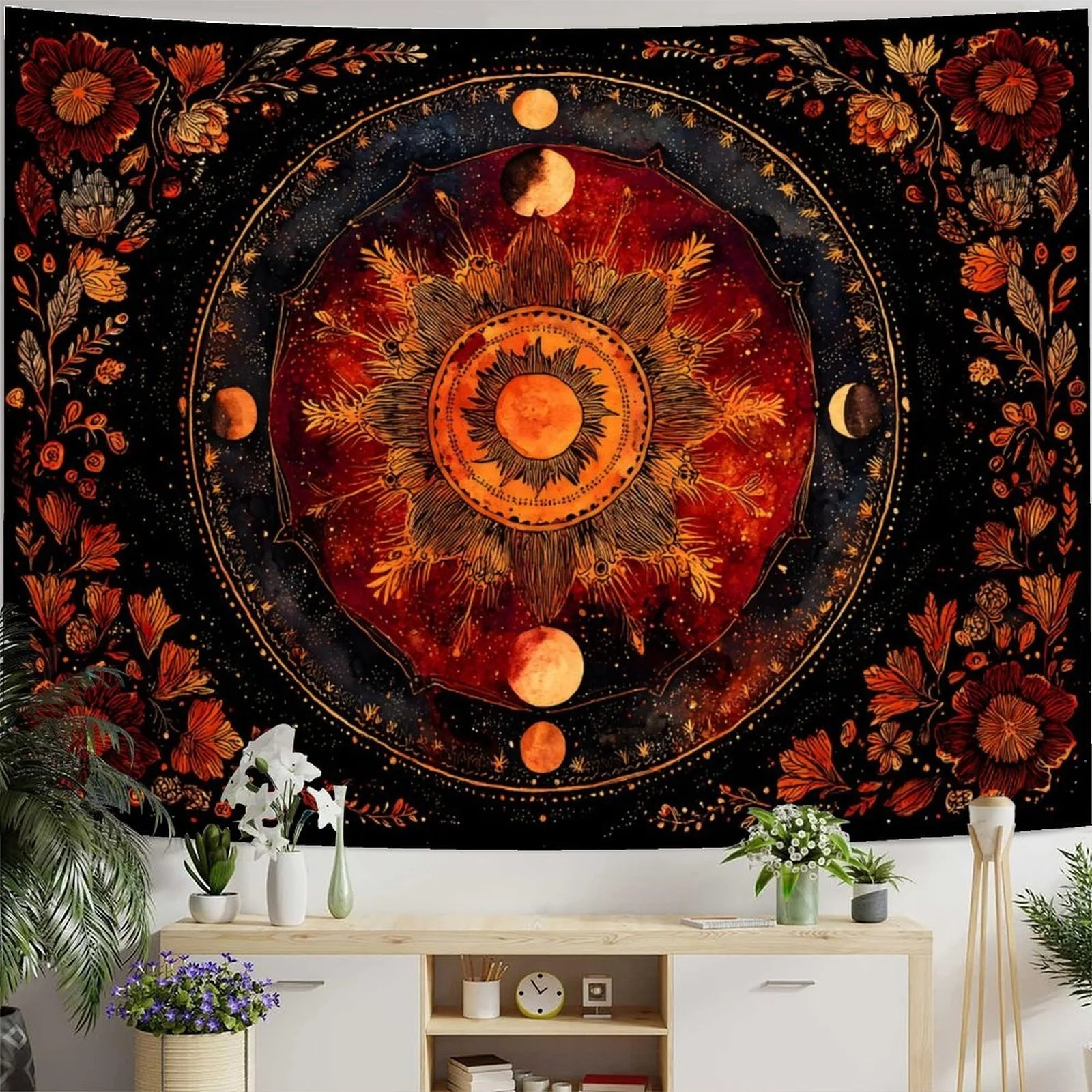 Stunning Boho Cosmic Zodiac Tapestry Wall Hanging Astrology Celestial Planets Solar System Decor for Bohemian Gothic Bedroom Liv