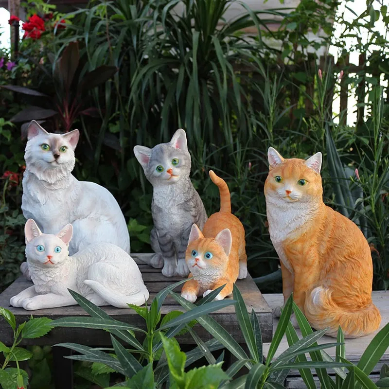 Cute Little Cat, Orange Cat Statue Model, Simulated Animal Dog, Resin Ornaments, Courtyard Garden TV Cabinet Bookcase Decoration