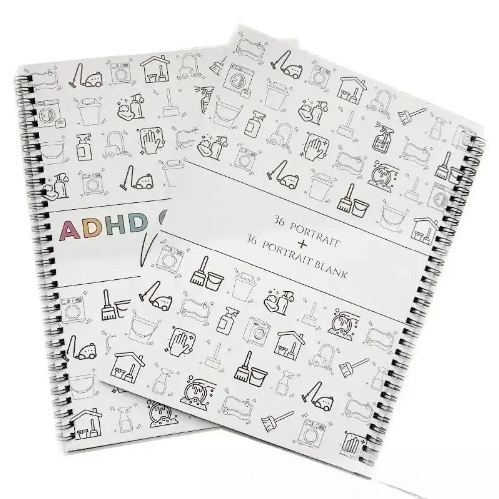 ADHD Cleaning Planner, House Cleaning Schedule Journal, Household Chores Organizer Book, Spiral Bound Home Decluttering Notebook