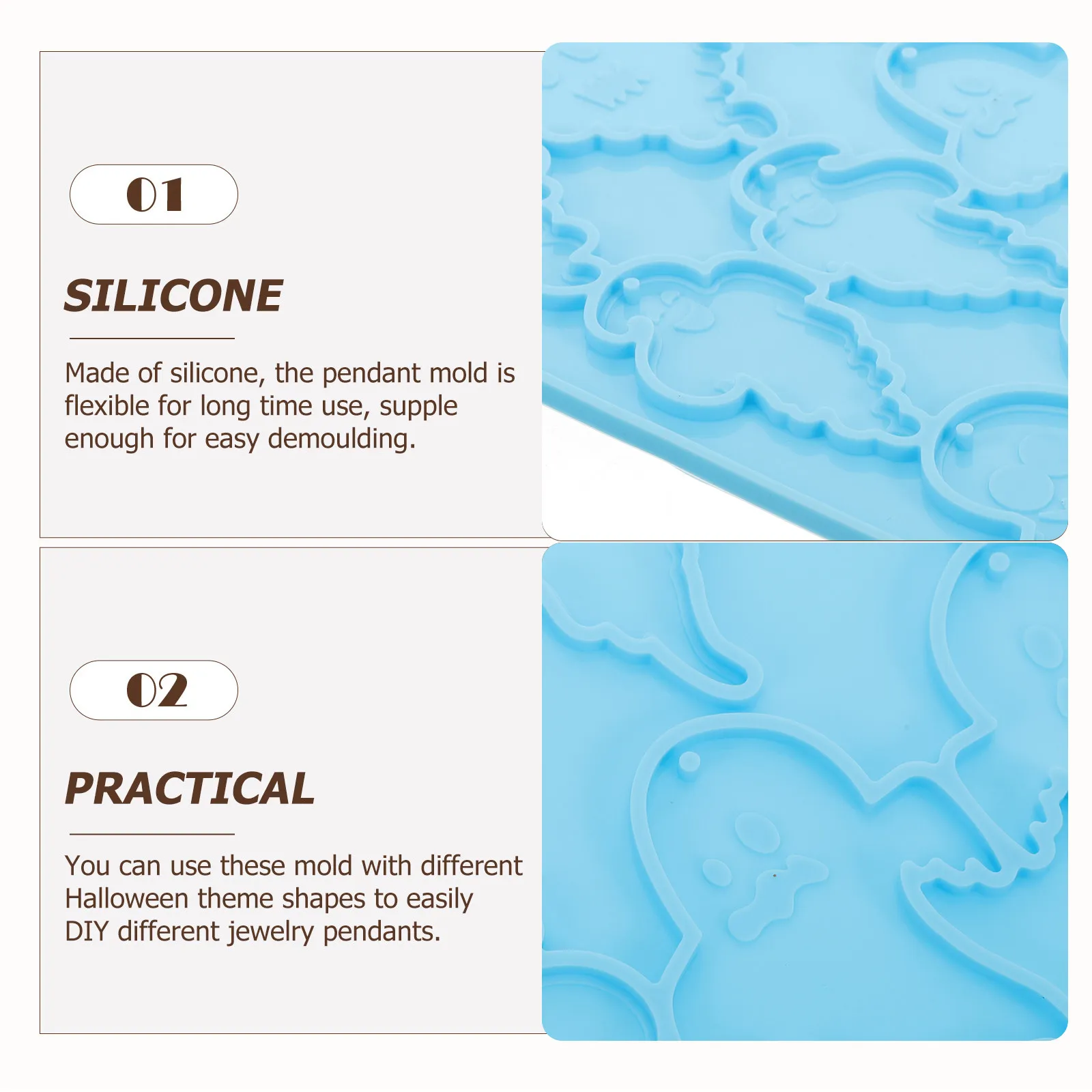 Silicone Earring Charm Mold Halloween Ghost Pendant DIY Crafting Reusable Ghost Earrings Mold for Jewelry Making