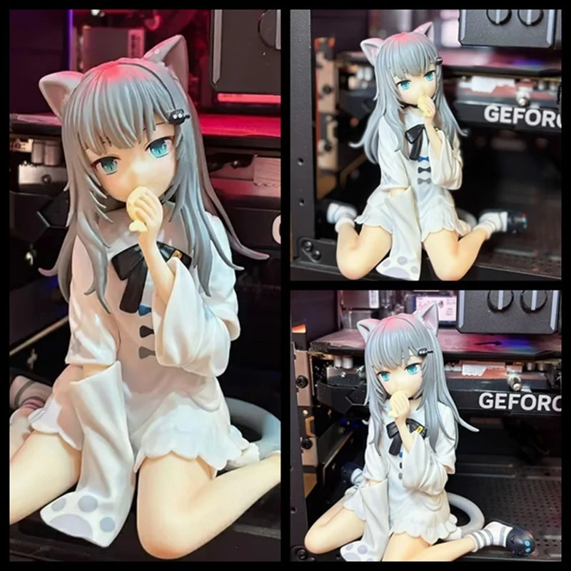 12 センチメートル漫画かわいいキャットウーマン座っている人形モデル手作り美少女セクシーな猫耳ガール箱入りトレンドデスクトップ像装飾品おもちゃ