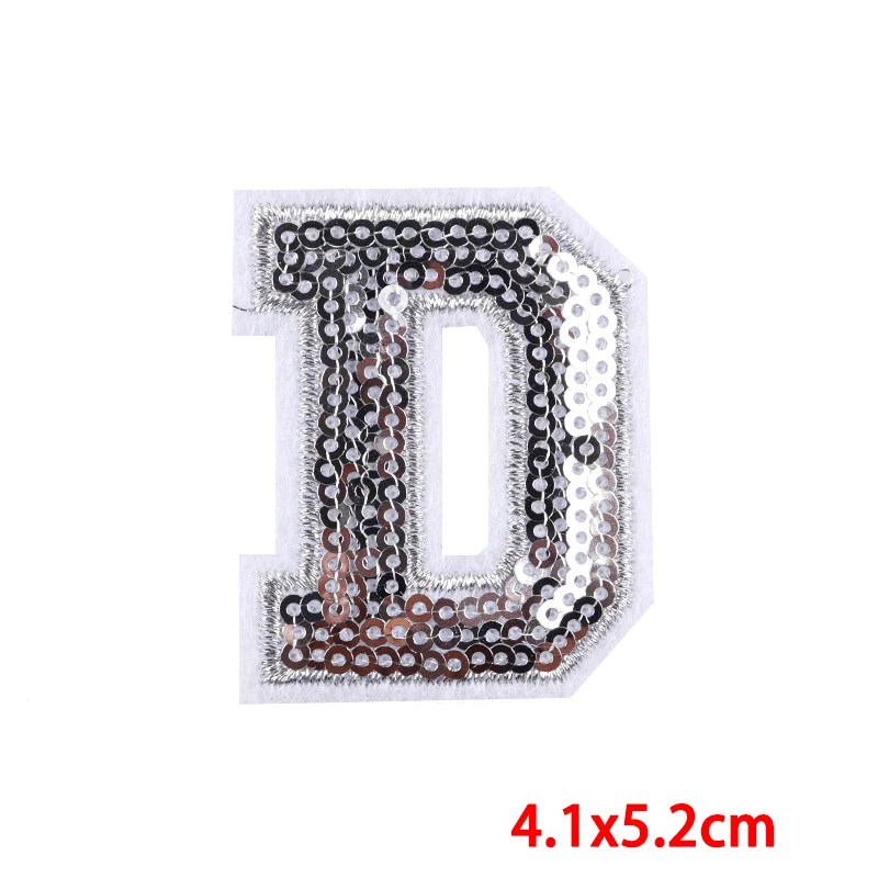 26 Silver Edge Sequin English Letter Combination Embroidery Patch Letter Embroidered Patches On Backpack Shoes Hat Sew Patch DIY