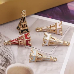 10pcs/Lot Colorful Openwork Eiffel Tower Enamel Charms for Jewelry Making Accessories Alloy Pendant DIY Bracelet Necklace