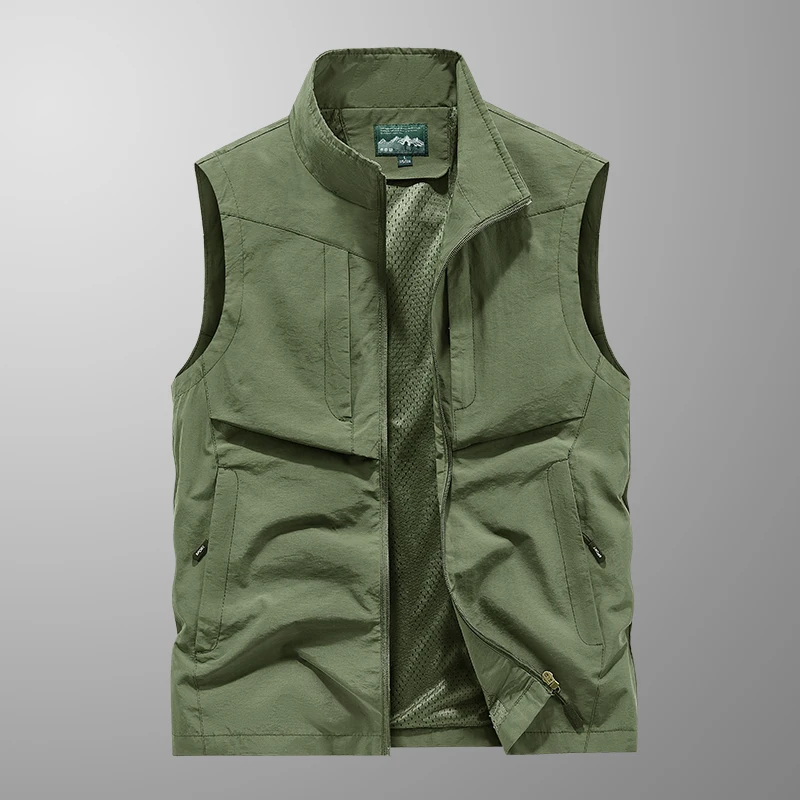 Mens Vest Jacket Warm Sleeveless Jackets Outdoors Go Fishing Male Cargo Coat Autumn Casual Waistcoat Top Clothing Sportswear New