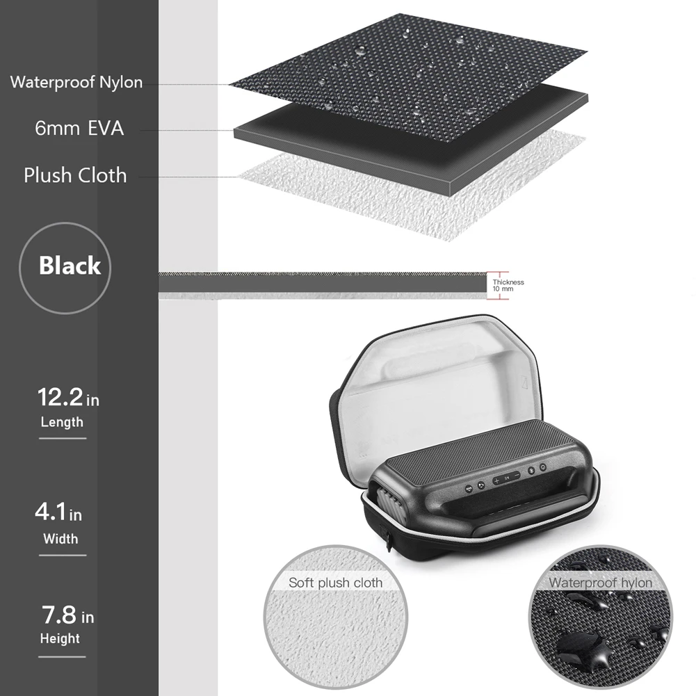 Anker Soundcore Boom 2 مكبر صوت ، حقيبة حمل صلبة إيفا ، حافظة واقية مقاومة للماء ، مقاومة للصدمات بحزام كتف قابل للتعديل