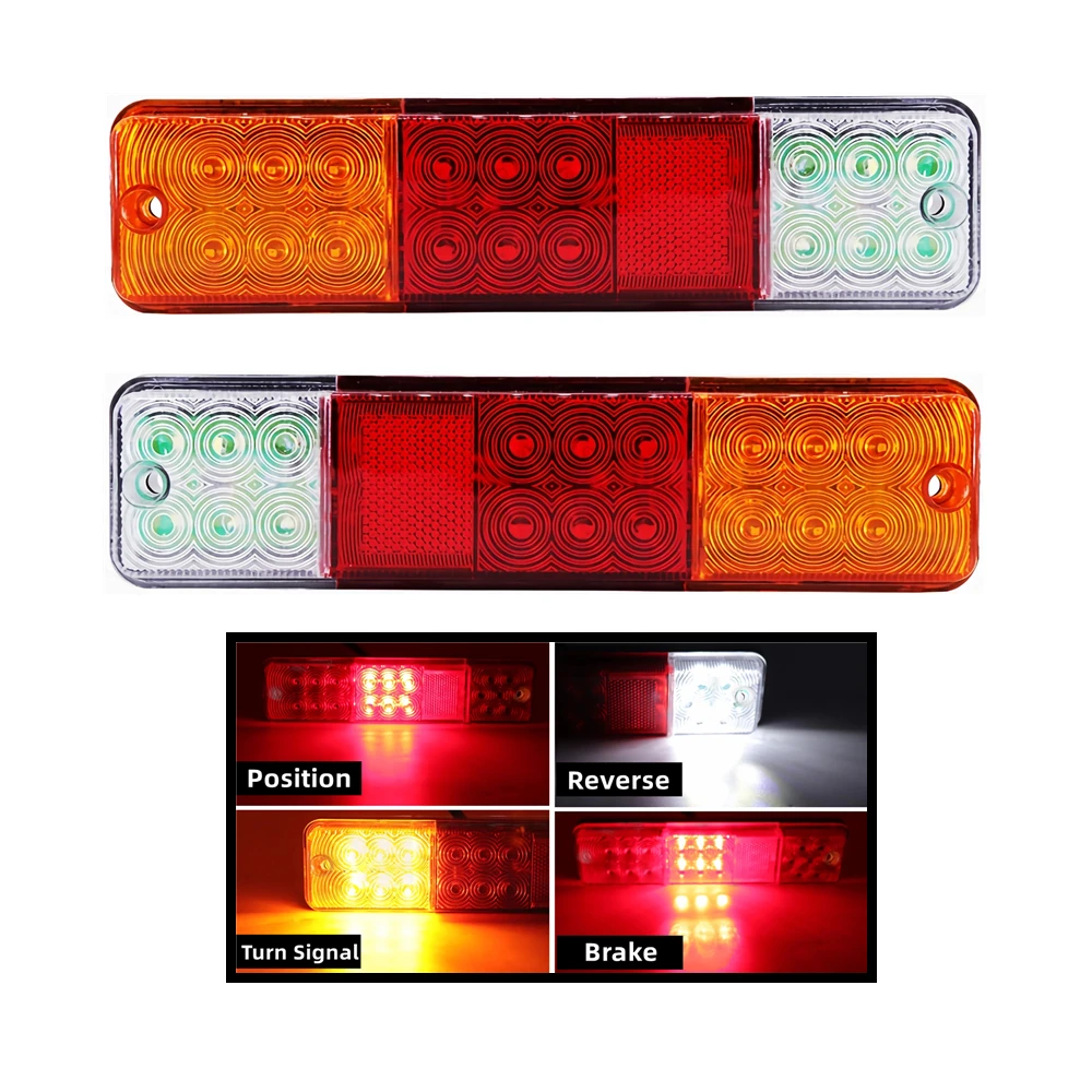 2Pcs Forklift Rear Headlight LED 10V - 80V Boat Trailer Tail Light Excavator Bulldozer Back Lights Stop Turn Signal Reverse Lamp