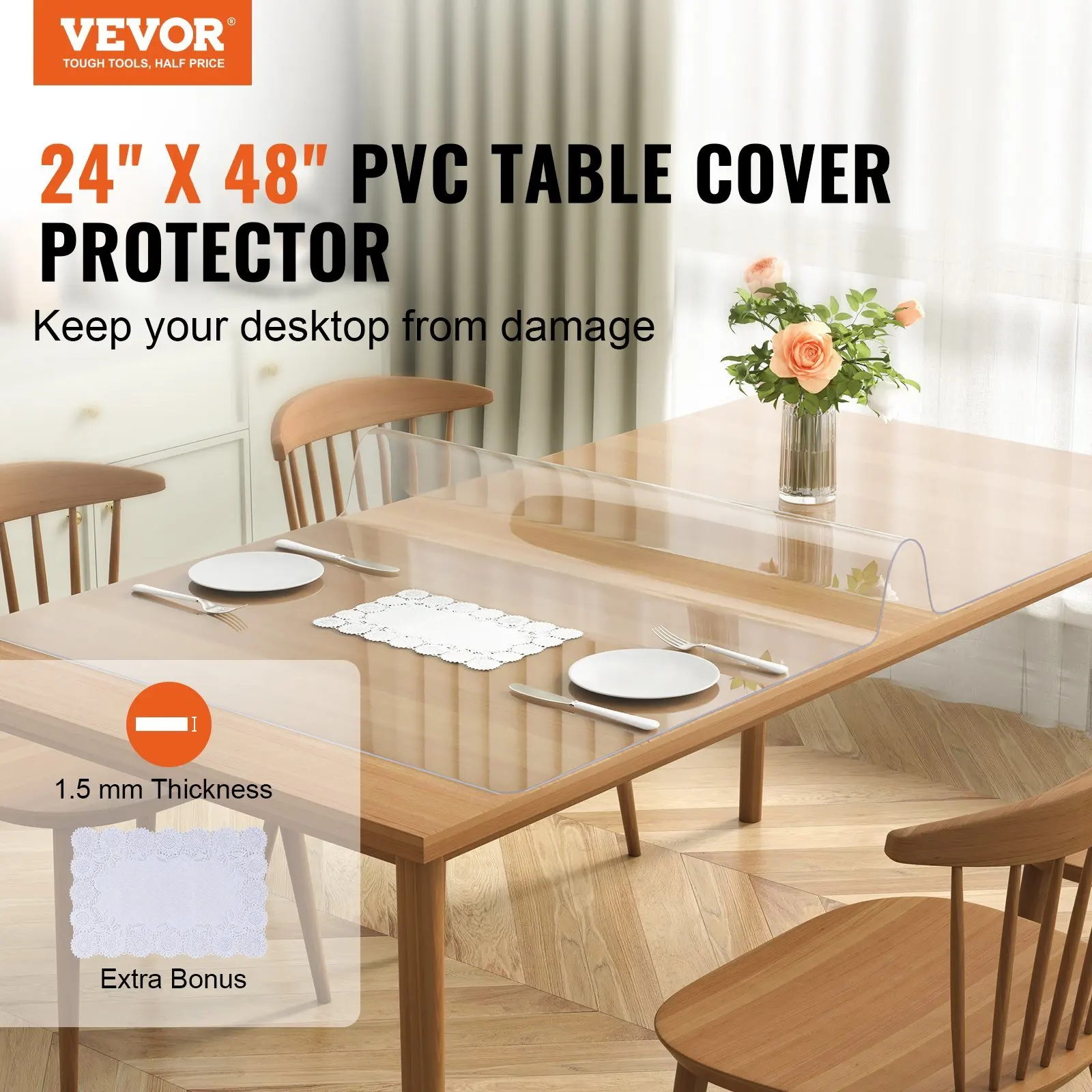 Clear Table Cover Protector, 24