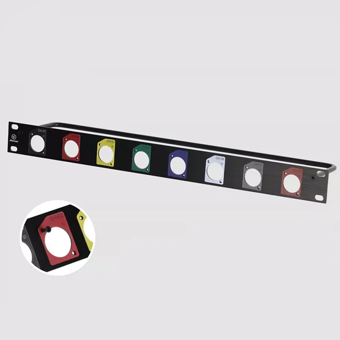 Colorful Rack 19" 8 Way XLR Faceplate 1U 8 12 16 24 Port XLR Patch Panel Universal 8 Port Patch Panel view 3
