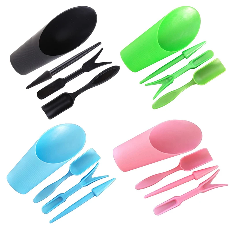 4 قطعة مجموعة زراعة الحديقة البذر مجرفة ملعقة العصارة الشتلات أداة بونساي الأسمدة مقبض بلاستيكي أدوات استبدال التربة #3