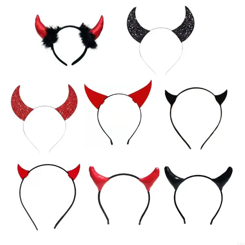 P88A Horn Devil Headband Cartoon Animal Hairband Overwhelming Hair Hoop Stage