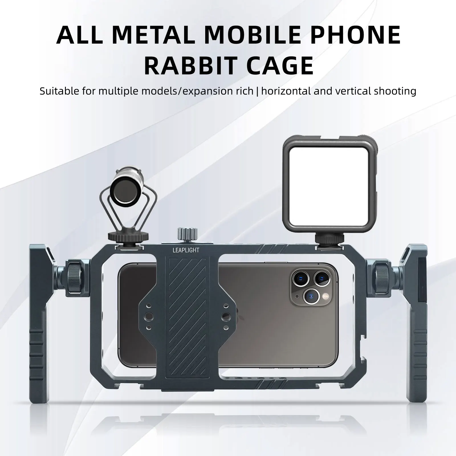 Universal Metal Phone Rig Cage with Dual Handles Photography Phone Stabilizer Tripod Mount Bracket for Vlog Video Recording