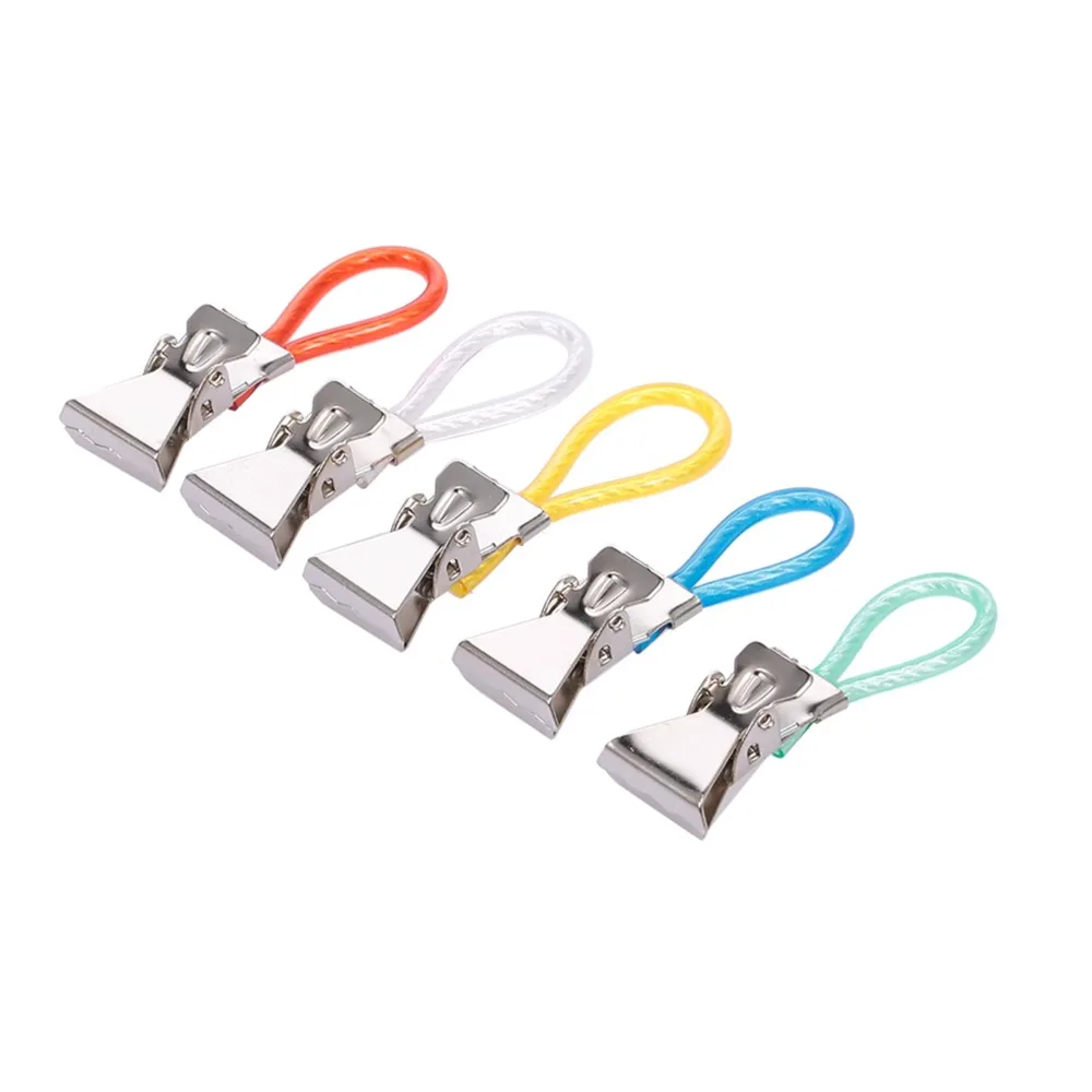 5 PCS / 10 PCS Stainless Steel Tea Towel Clip Hanging Loop Design Colorful Hand Towel Hanging Clip Clothespin Style Multipurpose