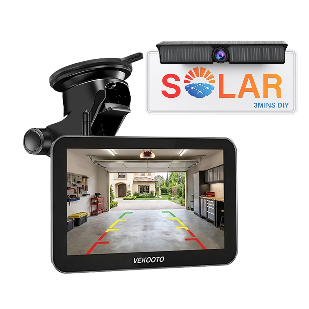 Wireless Solar Powered Energy Magnet Reverse Backup Camera with AHD 7