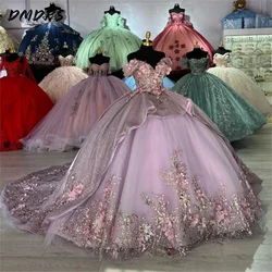 Luxurious Sweetheart Quinceanera Dress Ball Gown 2024 Elegant Appliques 3D Flower Dress Classic off-shoulder Gown 16