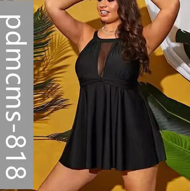 

Exclusive for large size black skirt split bikini swimsuit 2025 new model