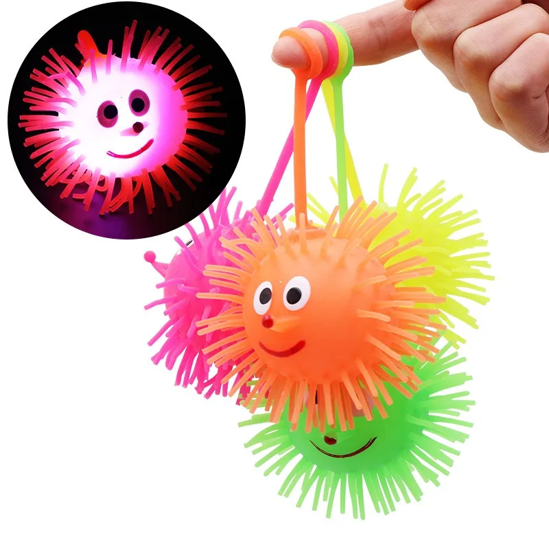 10Pcs/Lot Kid Glowing Elastic Fur Ball Soft Rubber Child Decompression Squeeze Ball Kids Novelty Funny Stress Relief Toy Gift