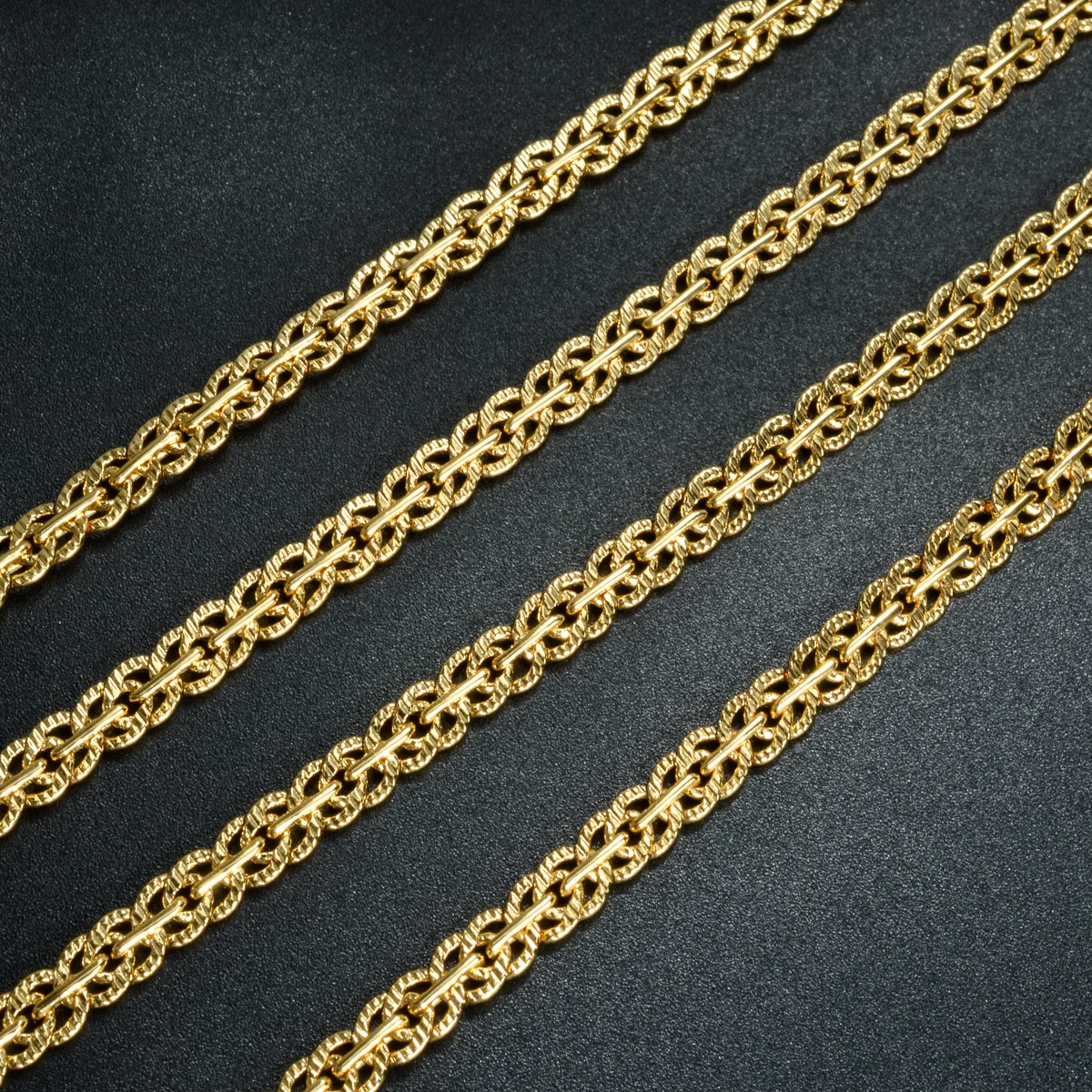 18K Gold Plated Link Chain Necklace for Women Man Cross 5mm Width Gold Color Choker Classic Trendy Daily Wear Wedding Party Gift