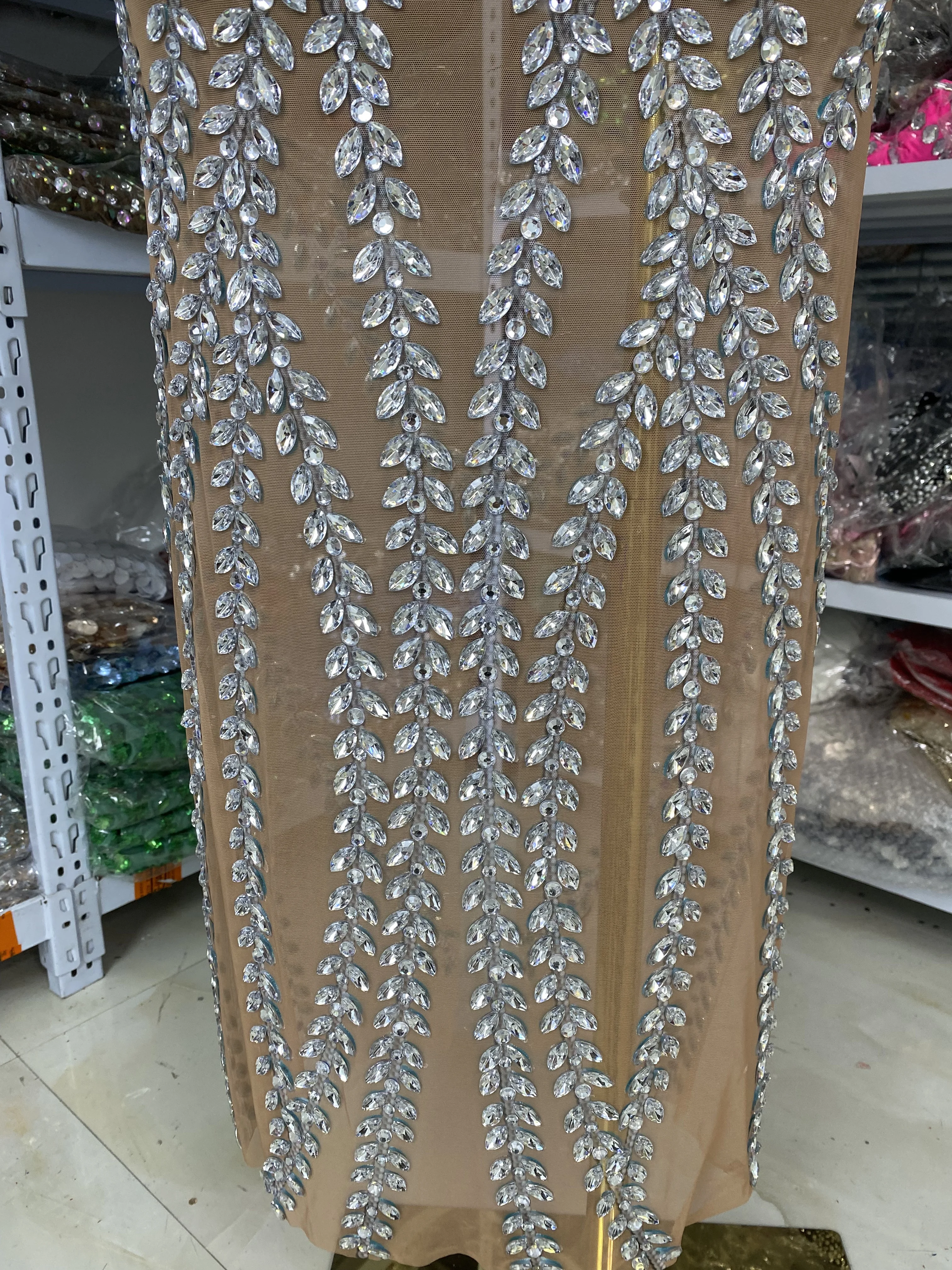 المرأة المطبوعة التألق الراين شبكة ماكس فستان طويل شفاف قطعة واحدة المشاهير مساء نادي حفلة المدرج حفل العباءات #6